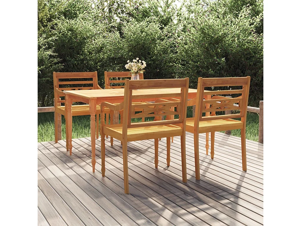 Ensemble à manger de jardin 5 pcs Bois de teck massif