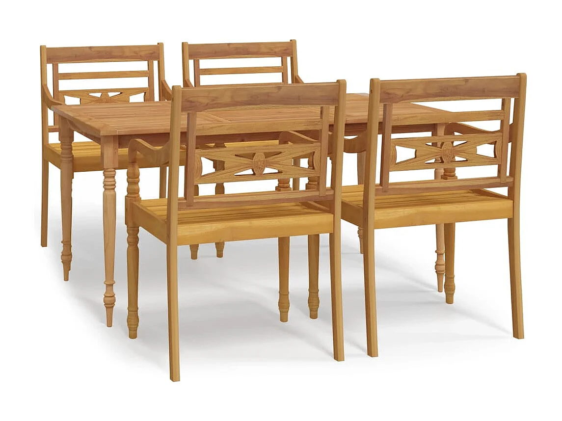 Ensemble à manger de jardin 5 pcs Bois de teck massif