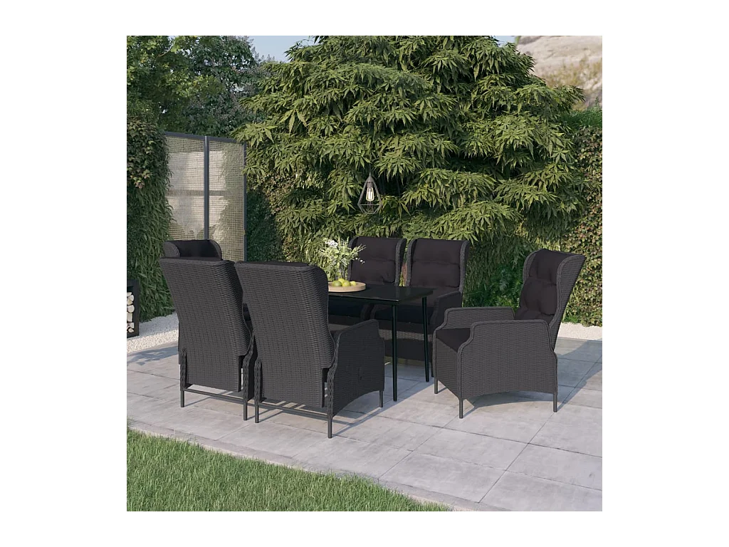 Ensemble à manger de jardin 7 pcs Gris foncé