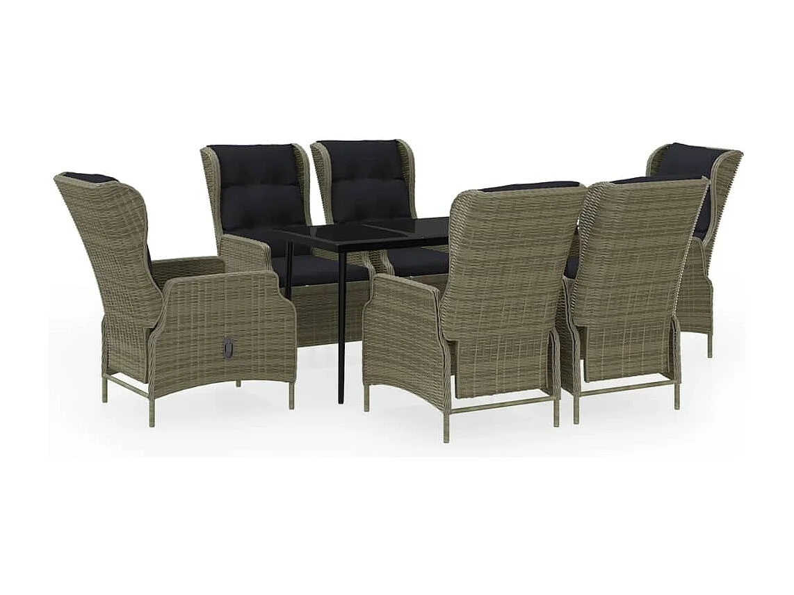 Ensemble à manger de jardin 7 pcs Marron