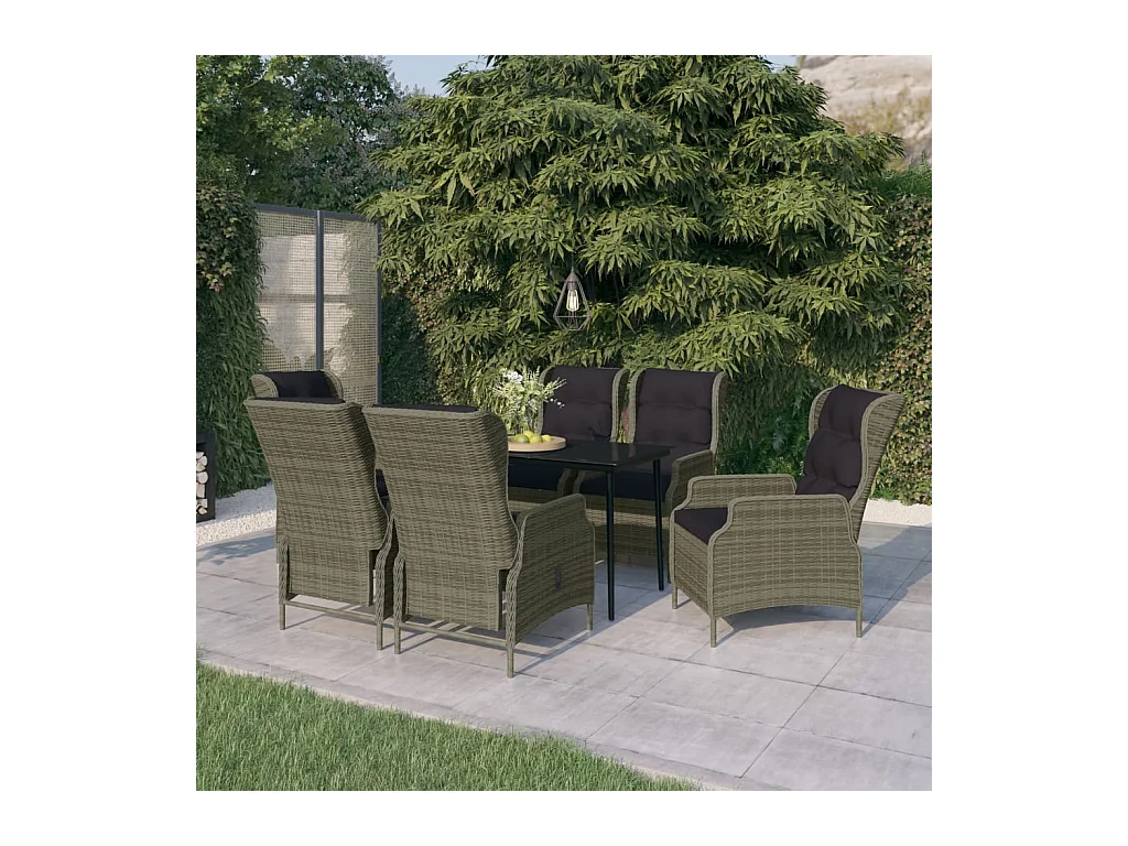 Ensemble à manger de jardin 7 pcs Marron