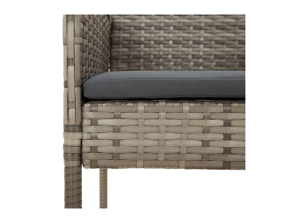 7-delige Tuinset met kussens poly rattan grijs