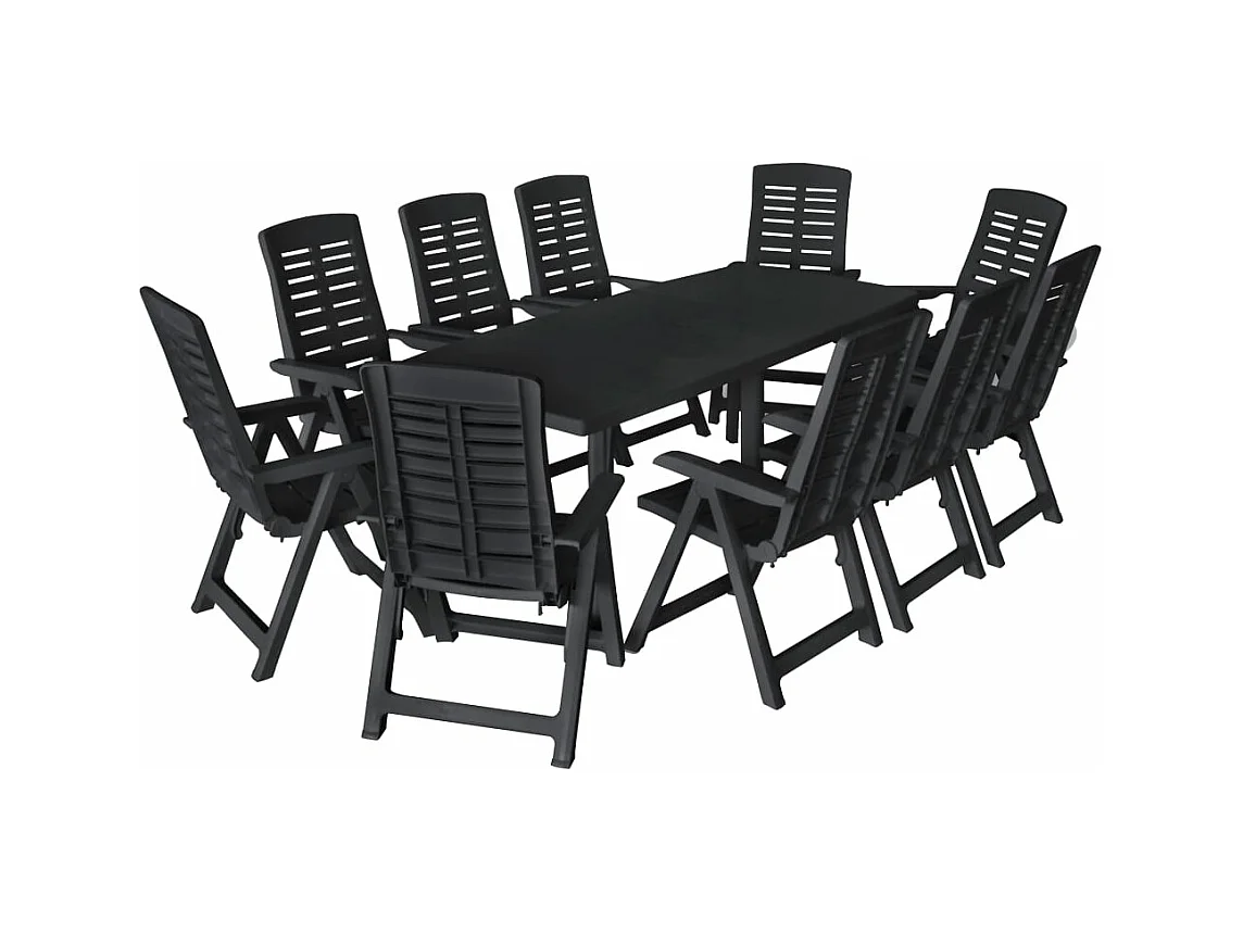 Ensemble à manger d'extérieur 11 pcs Plastique Anthracite