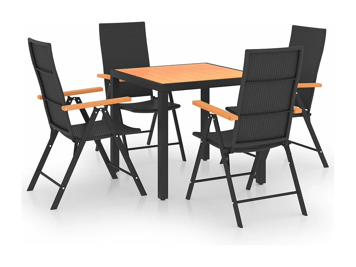Ensemble à manger de jardin 5 pcs noir et marron