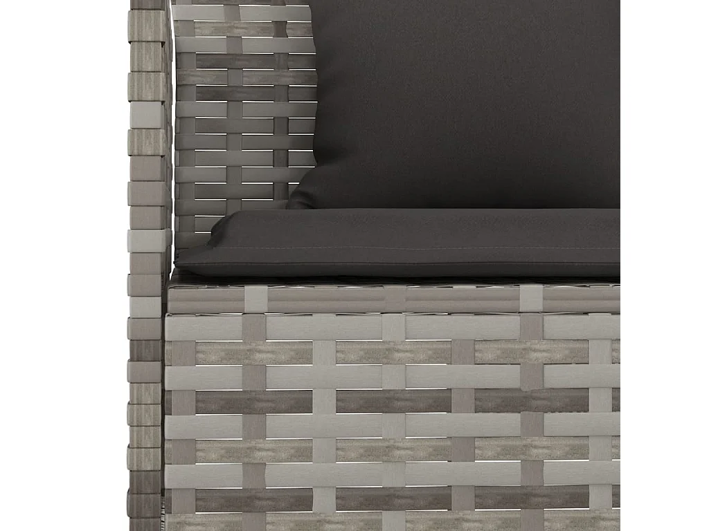 2-tlg. Garten-Essgruppe mit Kissen Grau Poly Rattan