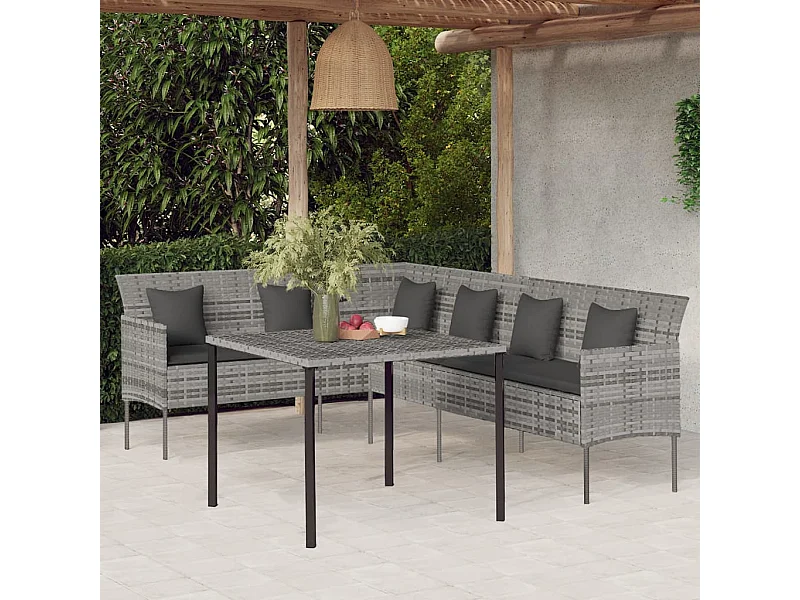 2-delige Tuinset met kussens poly rattan grijs