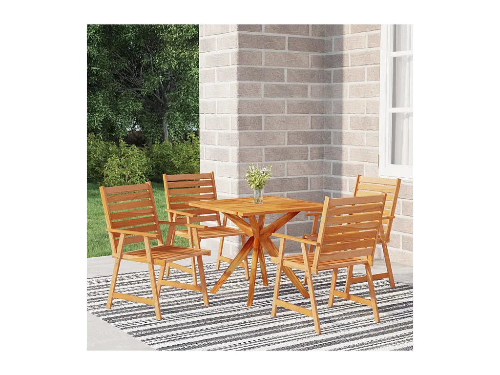 Ensemble à manger de jardin 5 pcs Bois d'acacia massif