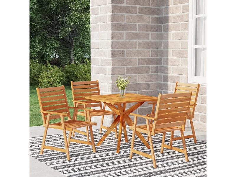 5 pcs conjunto de jantar para jardim madeira de acácia maciça