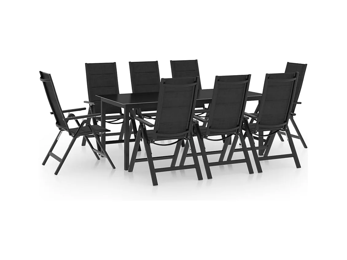 Ensemble à manger de jardin 9 pcs aluminium anthracite