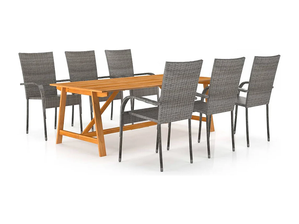 Ensemble à manger de jardin 7 pcs Gris