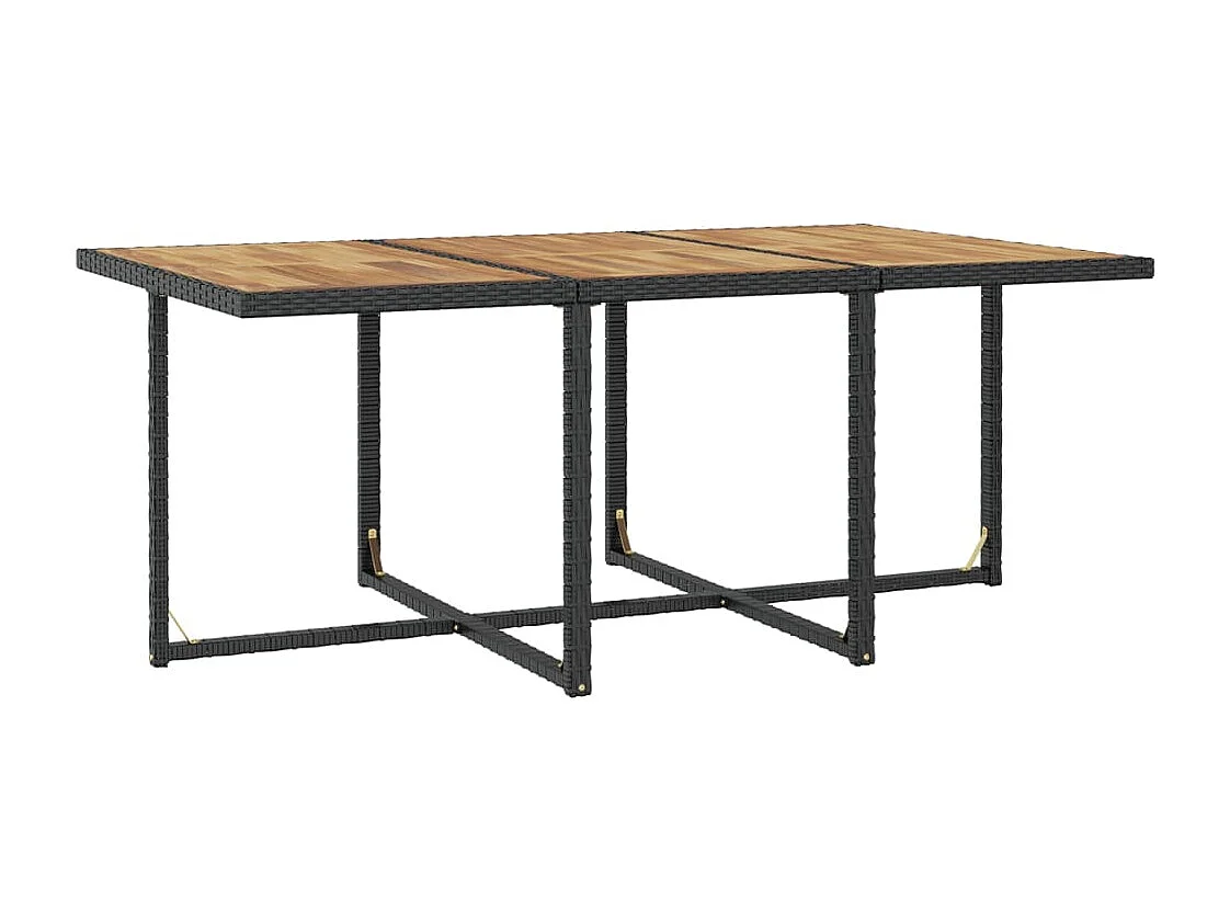 11-tlg. Garten-Essgruppe Poly Rattan Akazienholz Schwarz