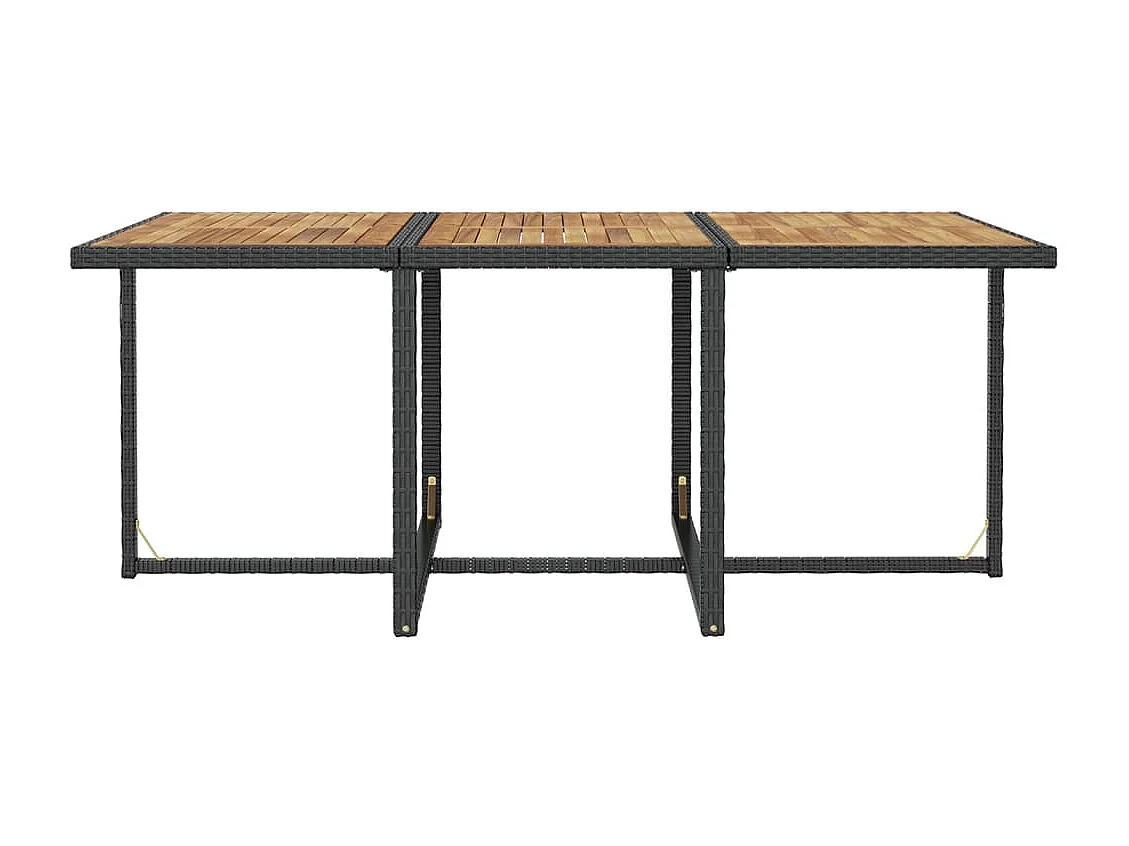 11-tlg. Garten-Essgruppe Poly Rattan Akazienholz Schwarz