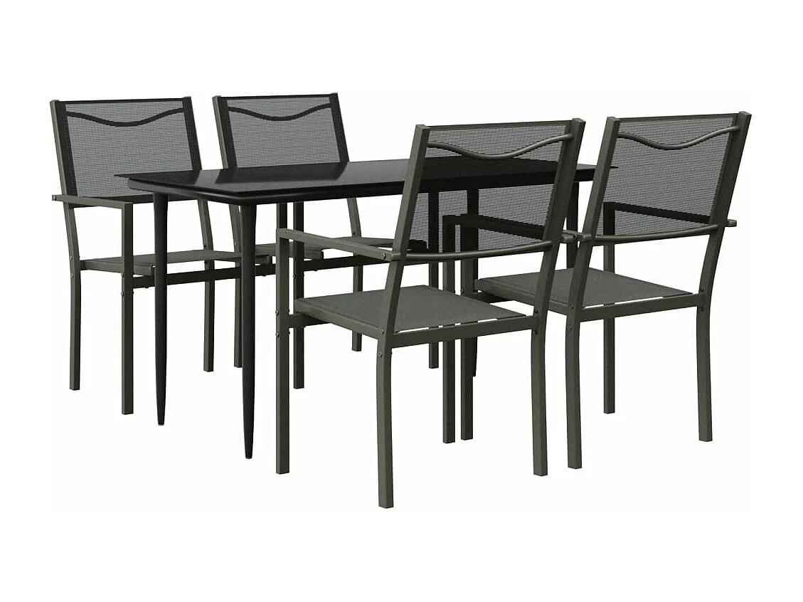 5 pcs conjunto de jantar para jardim aço e textilene preto