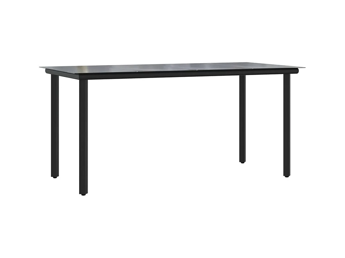 Set da Pranzo da Giardino 7 pz con Cuscini Grigio e Nero