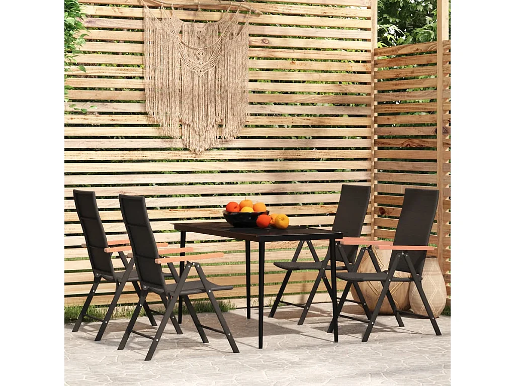 Ensemble à manger de jardin 5 pcs Noir