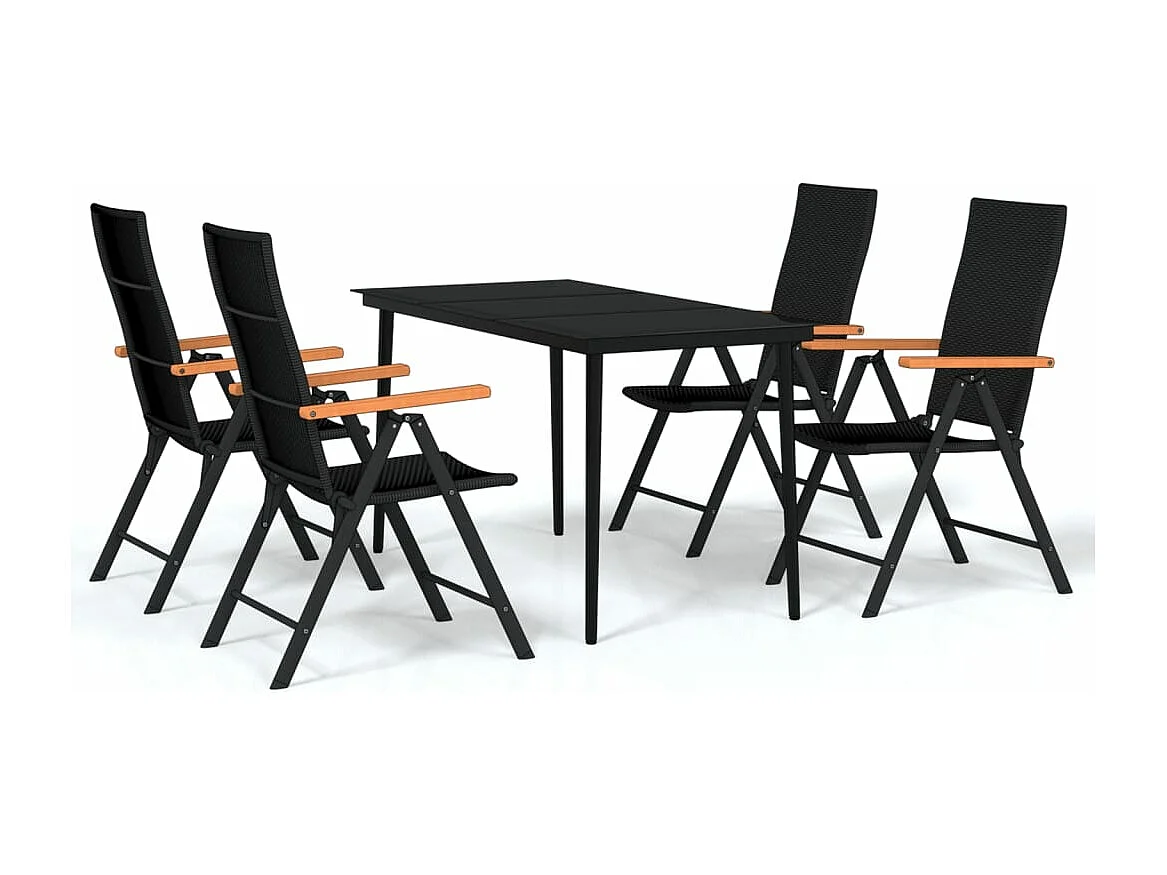 Ensemble à manger de jardin 5 pcs Noir