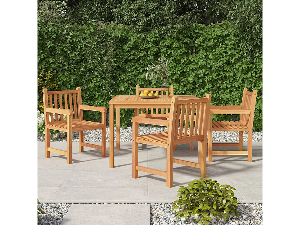 5-tlg. Garten-Essgruppe Massivholz Teak