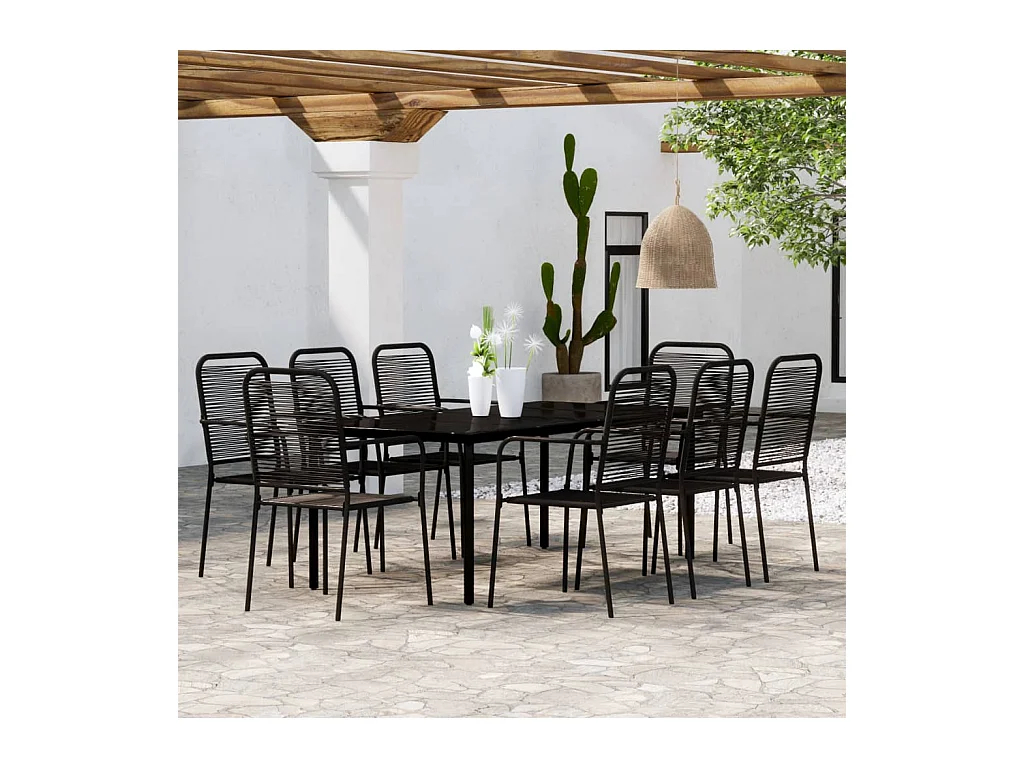 Ensemble à manger de jardin 9 pcs Noir