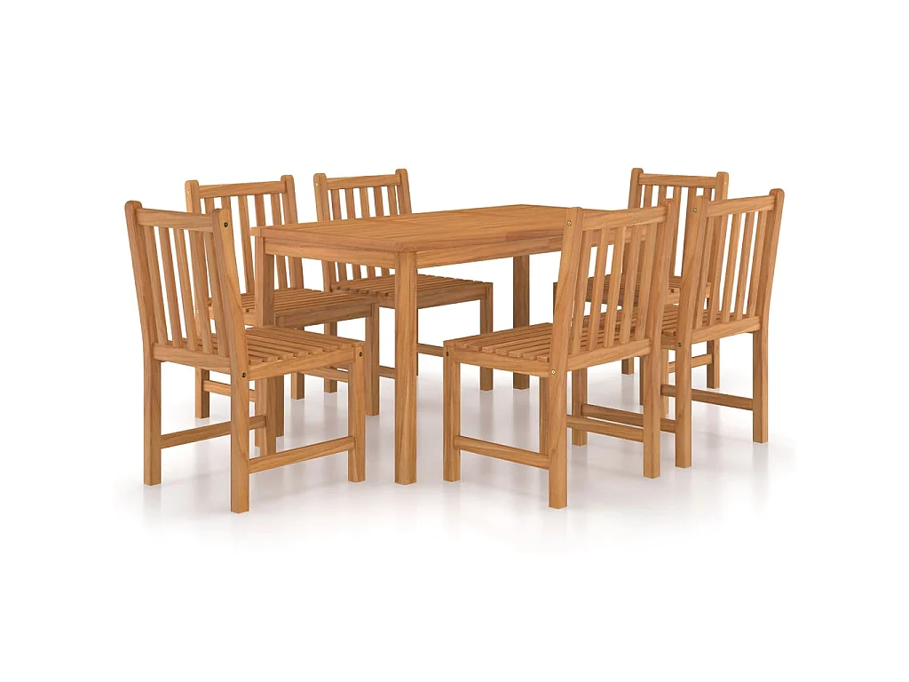 Ensemble de salle à manger de jardin 7 pièces 140 x 80 cm en bois de teck massif