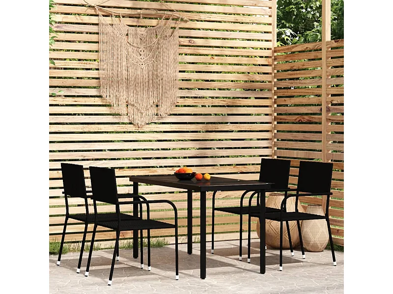 Ensemble à manger de jardin 5 pcs Noir