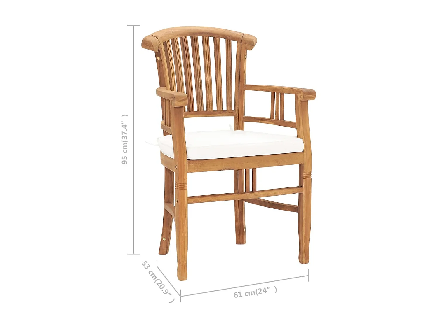 Ensemble à manger de jardin 5pcs avec coussins bois teck solide