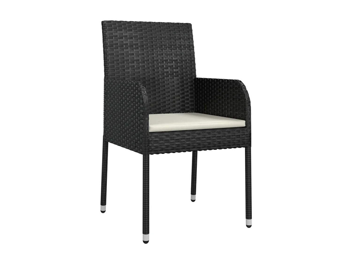 11-tlg. Garten-Essgruppe mit Kissen Schwarz Poly Rattan