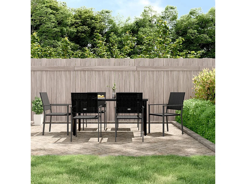 Ensemble à manger de jardin 7 pcs résine tressée acier