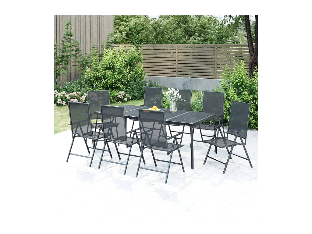 Set da Pranzo da Giardino 9 pz in Acciaio Antracite