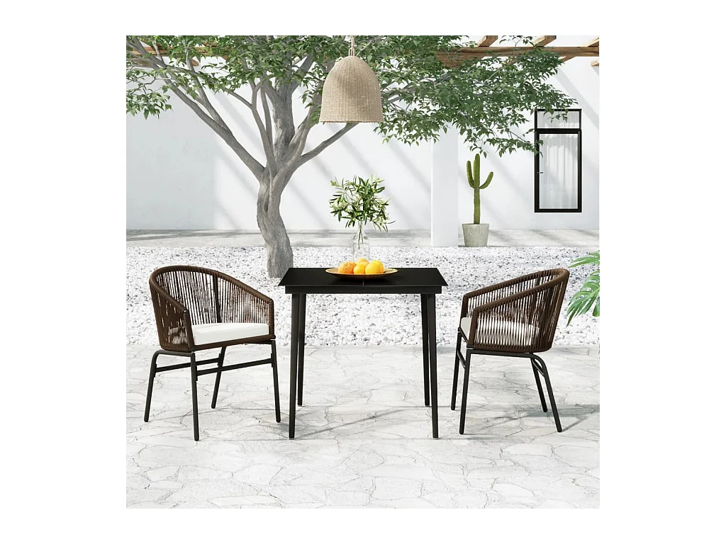 Ensemble à manger de jardin 3 pcs Marron