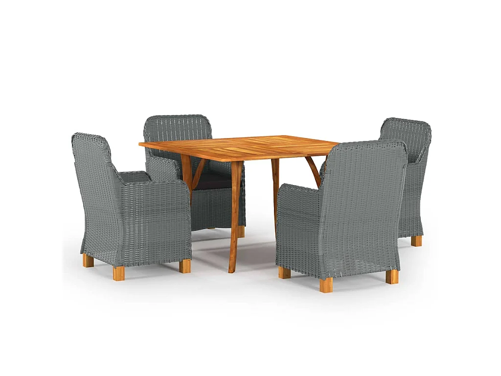 Set Mobili da Pranzo per Giardino 5 pz Grigio Chiaro