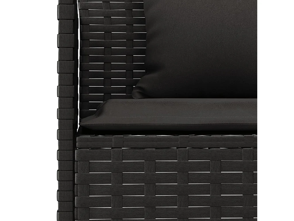 2-tlg. Garten-Essgruppe mit Kissen Schwarz Poly Rattan