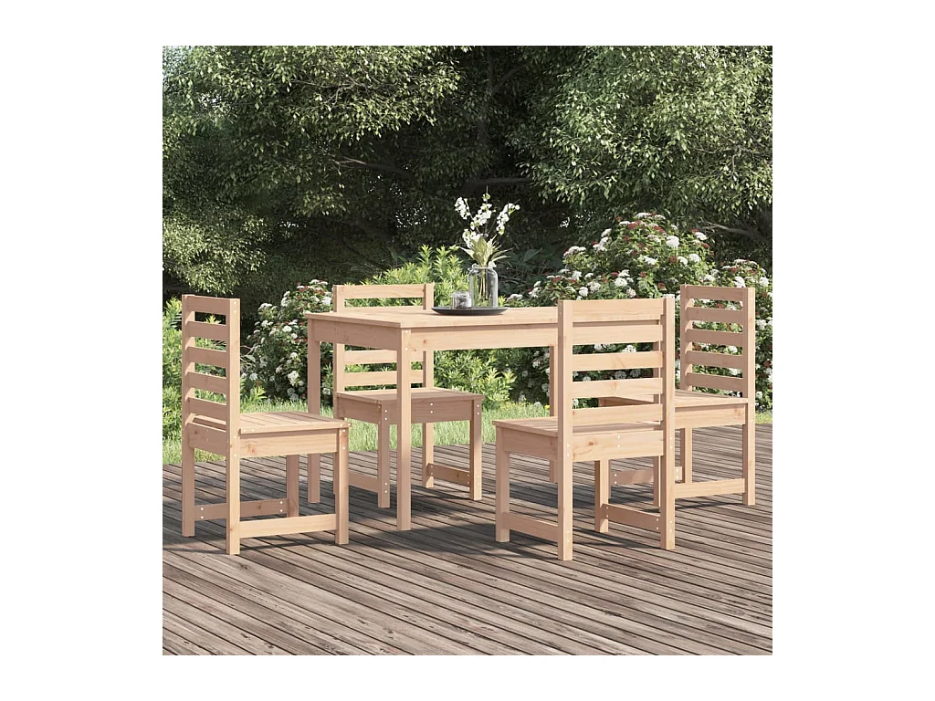 Ensemble à manger de jardin 5 pcs bois massif de pin