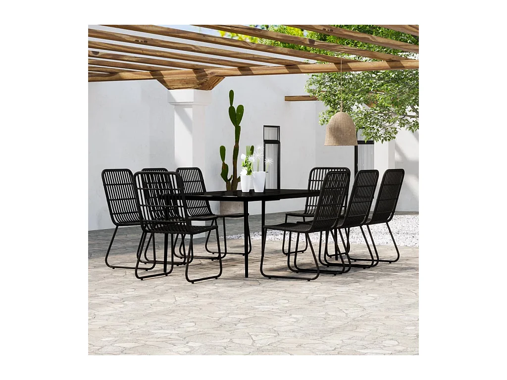 Ensemble à manger de jardin 9 pcs Noir
