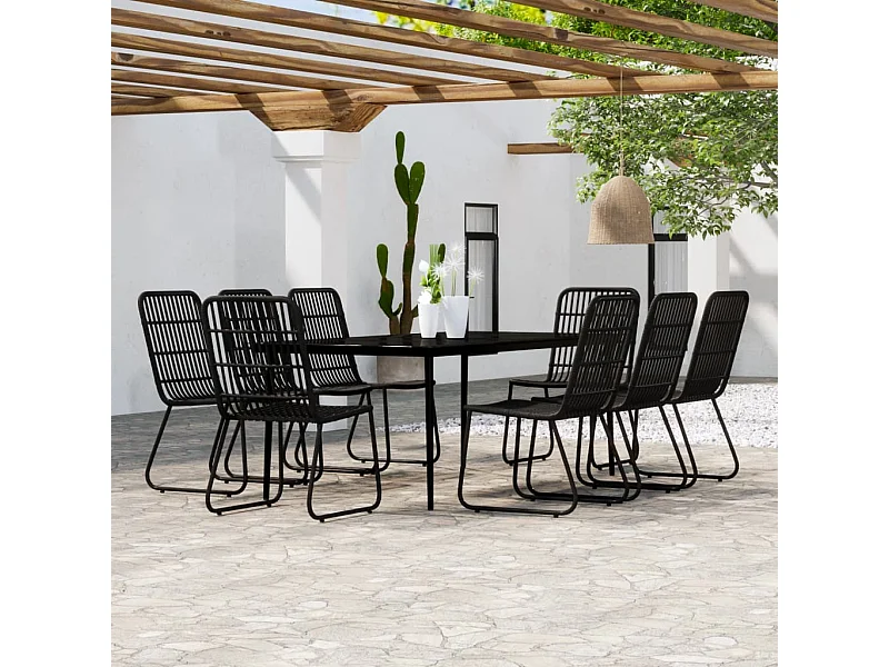 Ensemble à manger de jardin 9 pcs Noir