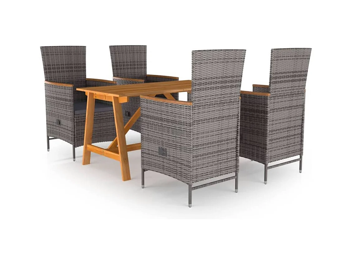 Ensemble à manger de jardin 5 pcs Gris