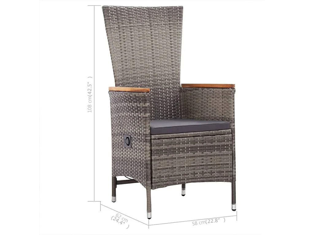 5 pcs conjunto de jantar para jardim cinzento