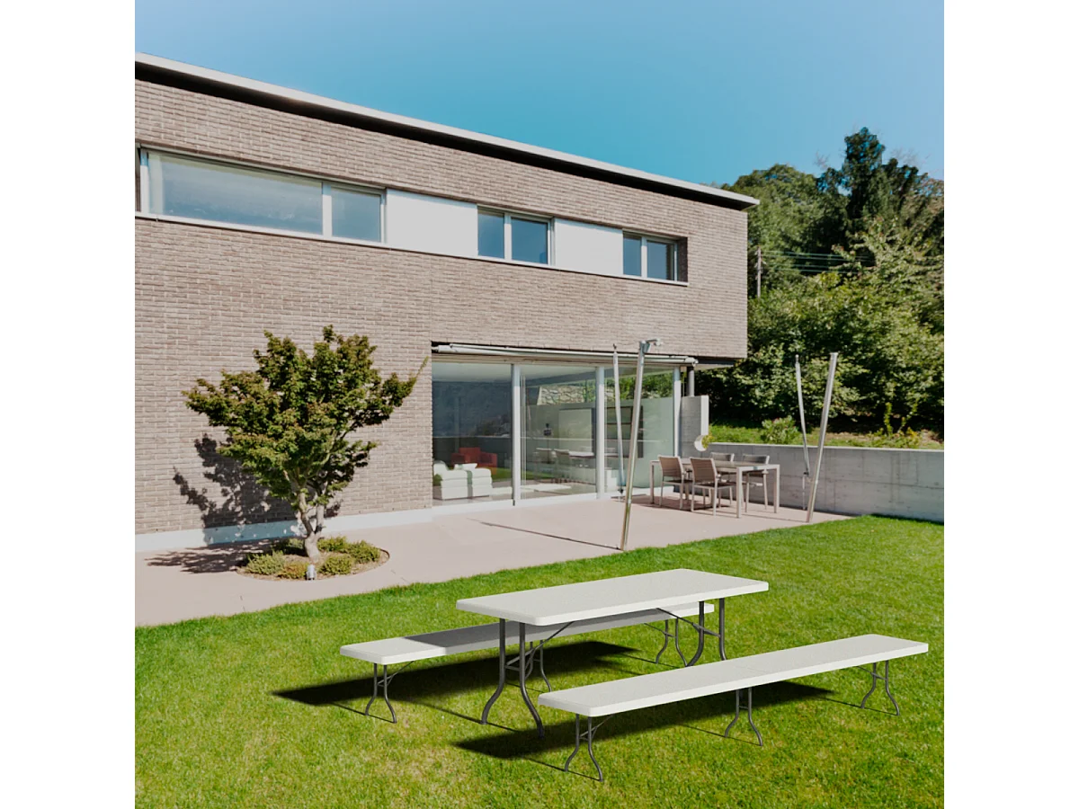 Set tavolo pieghevole con 2 panche 180cm Catering Thinia Home