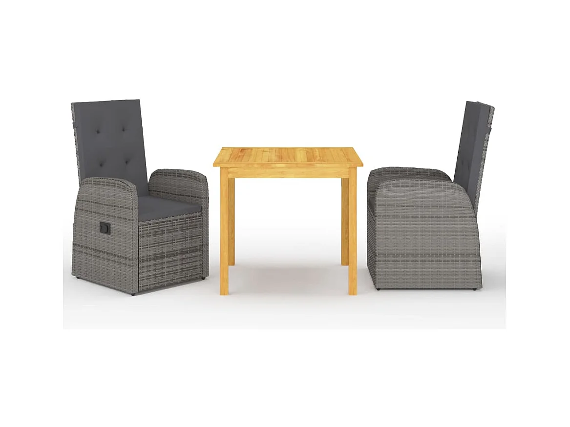 Ensemble à manger de jardin 3 pcs Gris