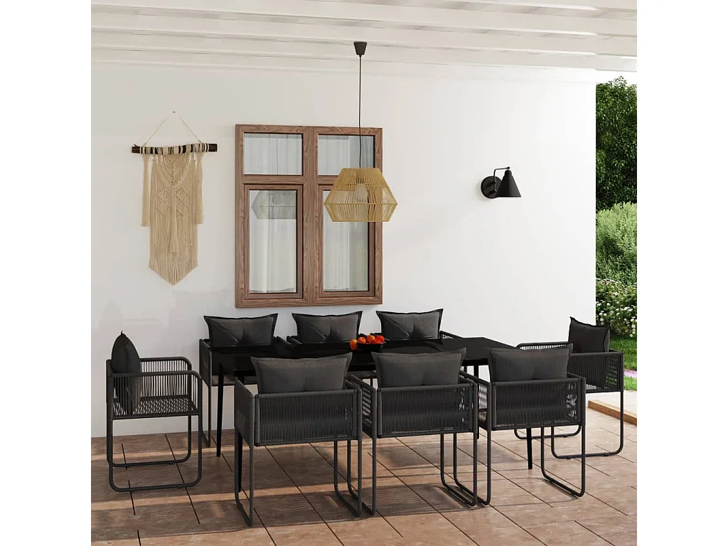 Ensemble à manger de jardin 9 pcs Noir