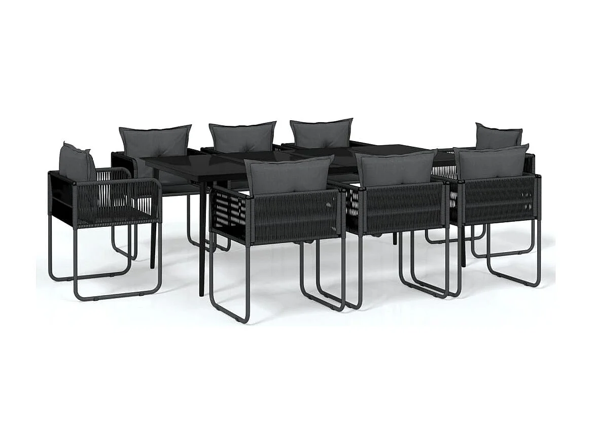 Ensemble à manger de jardin 9 pcs Noir