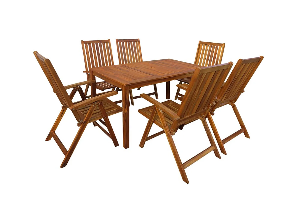 Set da Pranzo da Giardino 7 pz in Legno Massello di Acacia