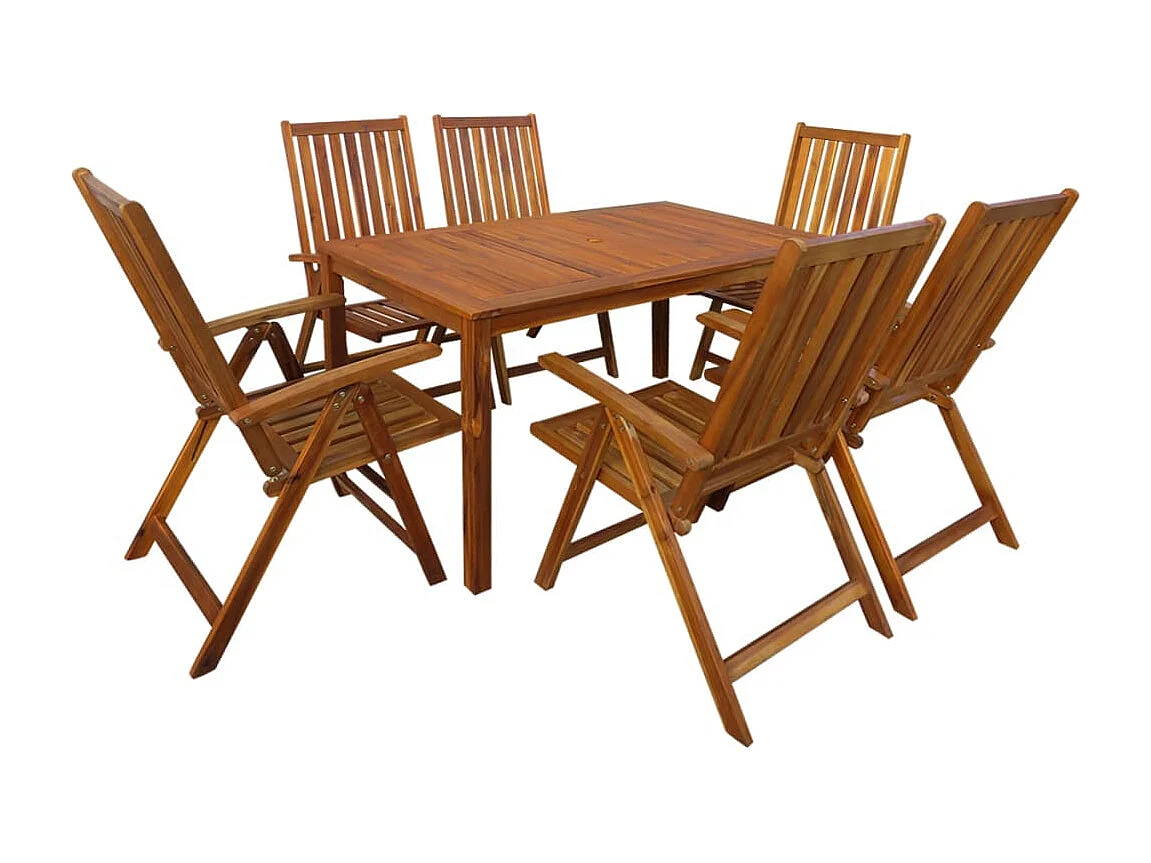 Ensemble à manger d'extérieur 7 pcs Bois d'acacia solide