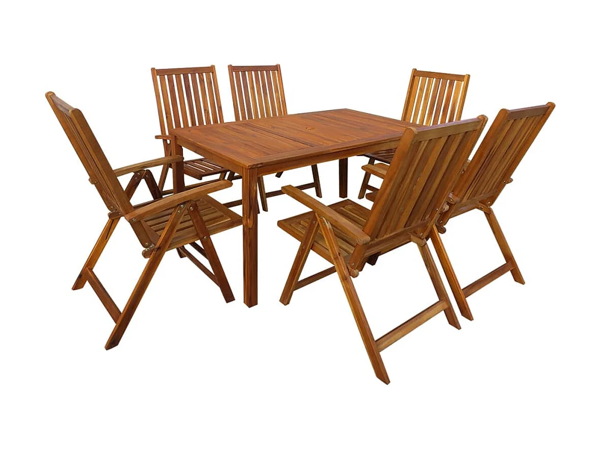 Ensemble à manger d'extérieur 7 pcs Bois d'acacia solide