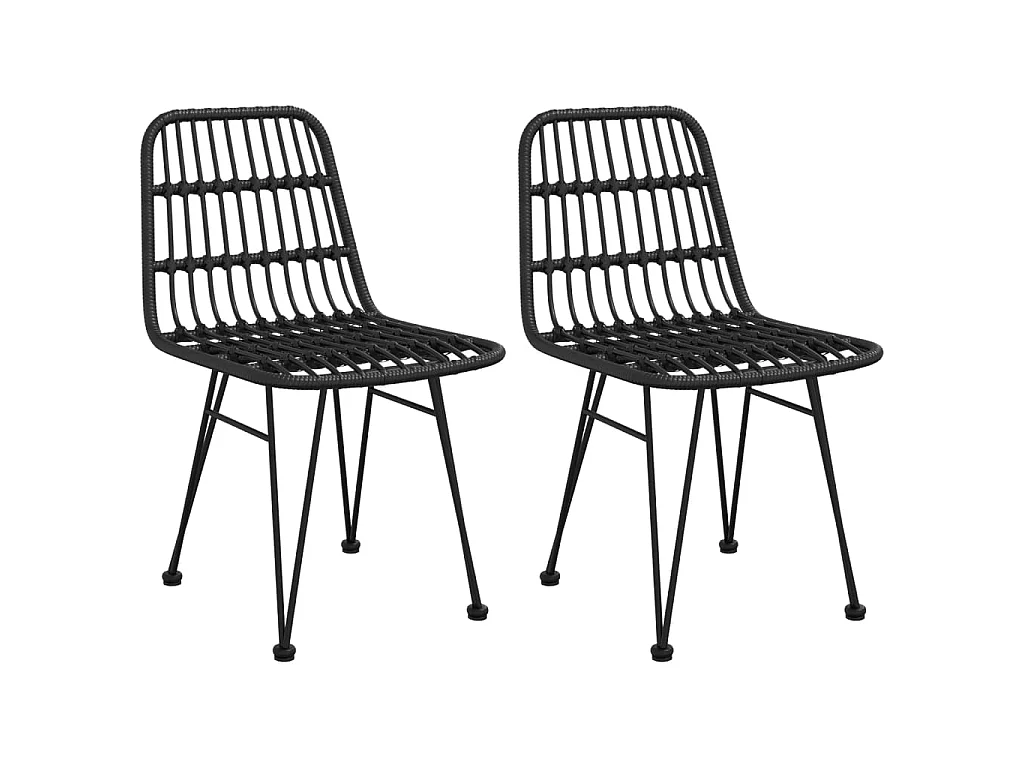 Set da Pranzo da Giardino 3 pz Nero in Polyrattan