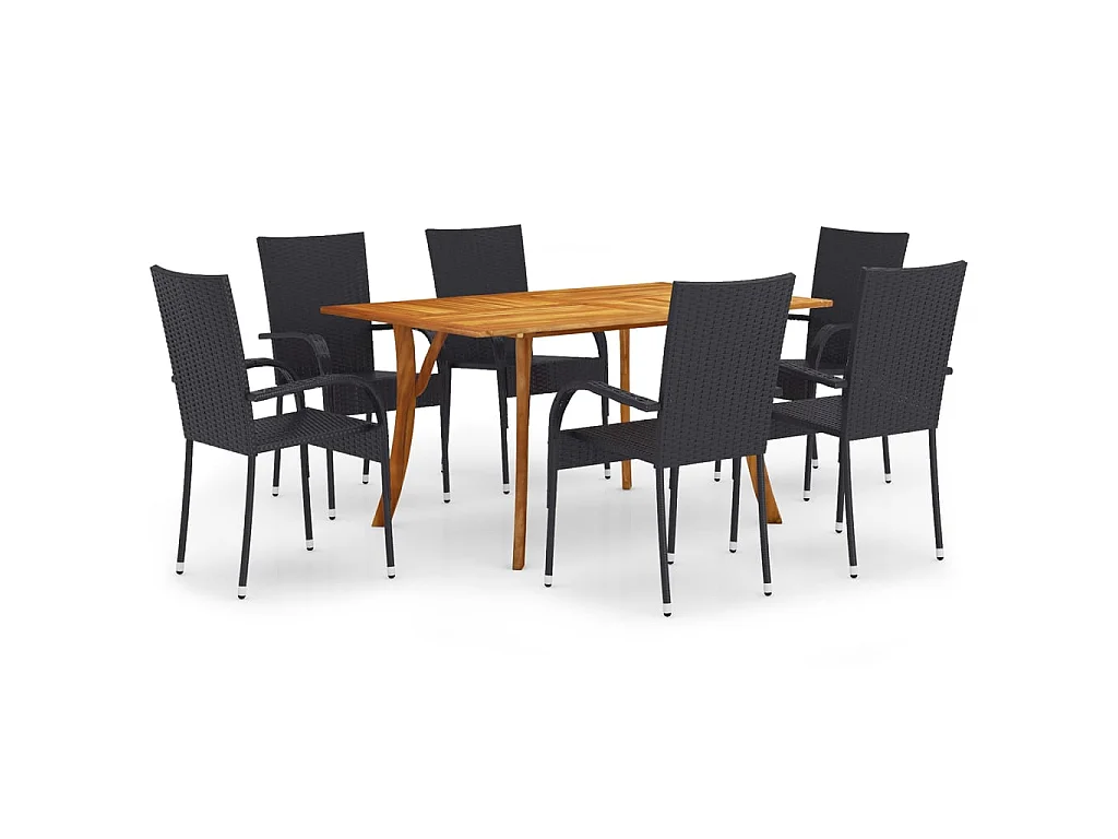 Ensemble à manger de jardin 7 pcs Noir