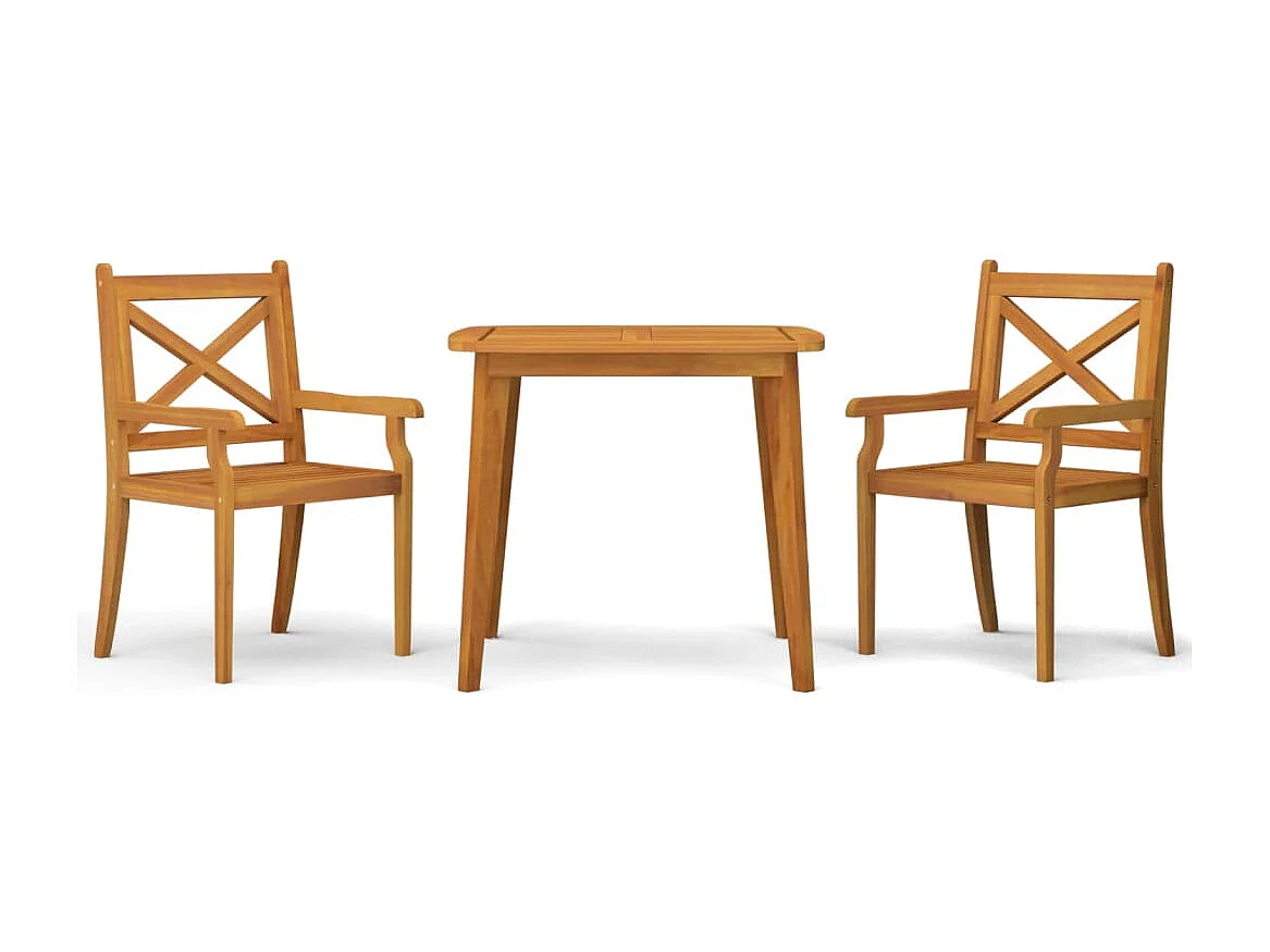 3-tlg. Garten-Essgruppe Massivholz Akazie