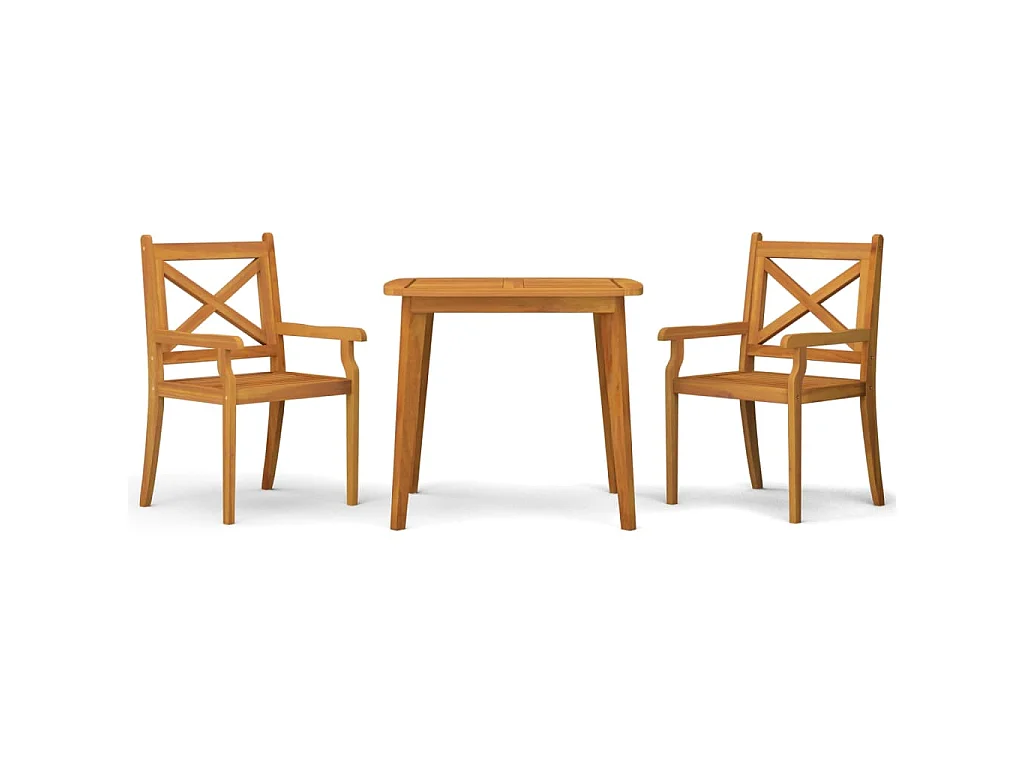 Set Mobili da Pranzo per Giardino 3 pz Legno Massello di Acacia