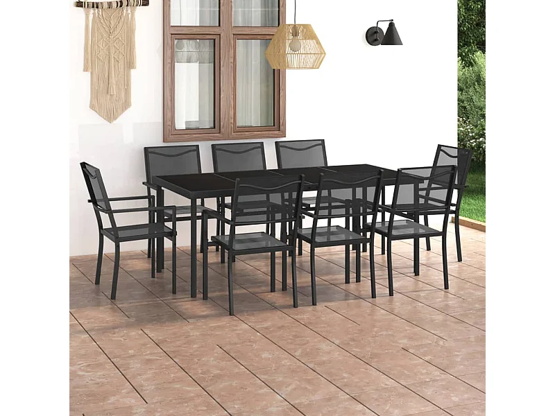 Mobilier de salle à manger d'extérieur 9 pc Acier