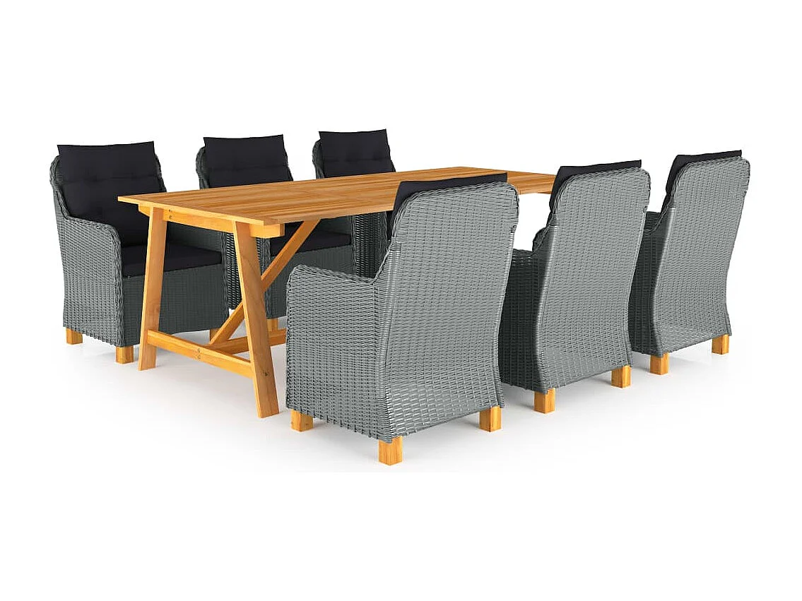 Set Mobili da Pranzo per Giardino 7 pz Grigio Chiaro