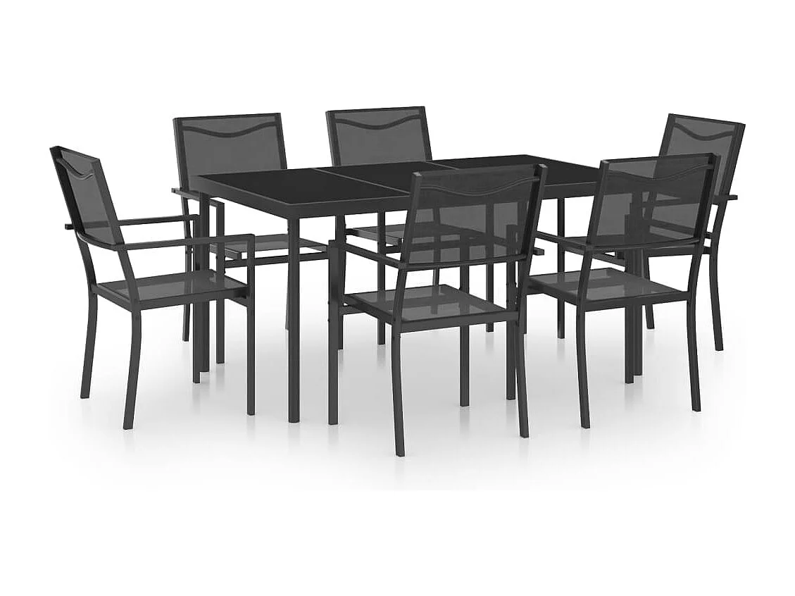 7 pcs conjunto de jantar para exterior aço